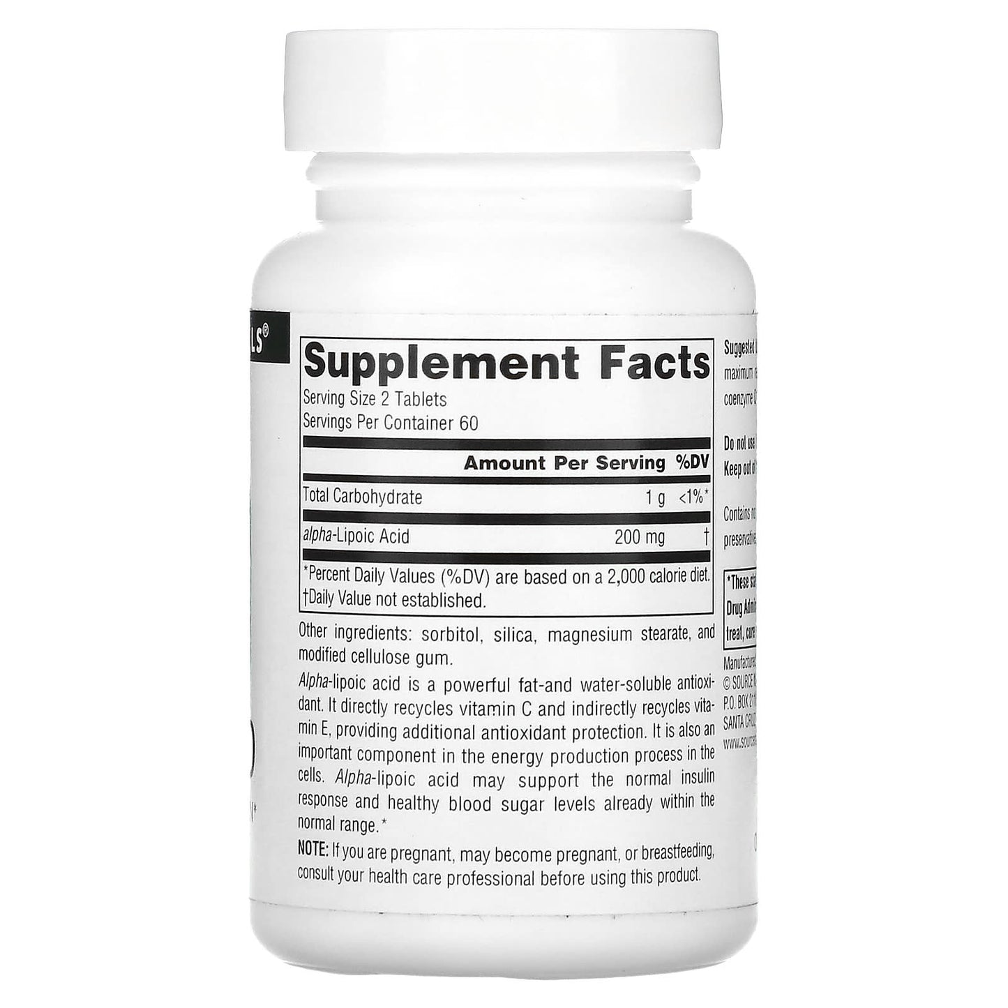 Source Naturals, Alpha Lipoic Acid, 100 mg, 120 Tablets - Image 2