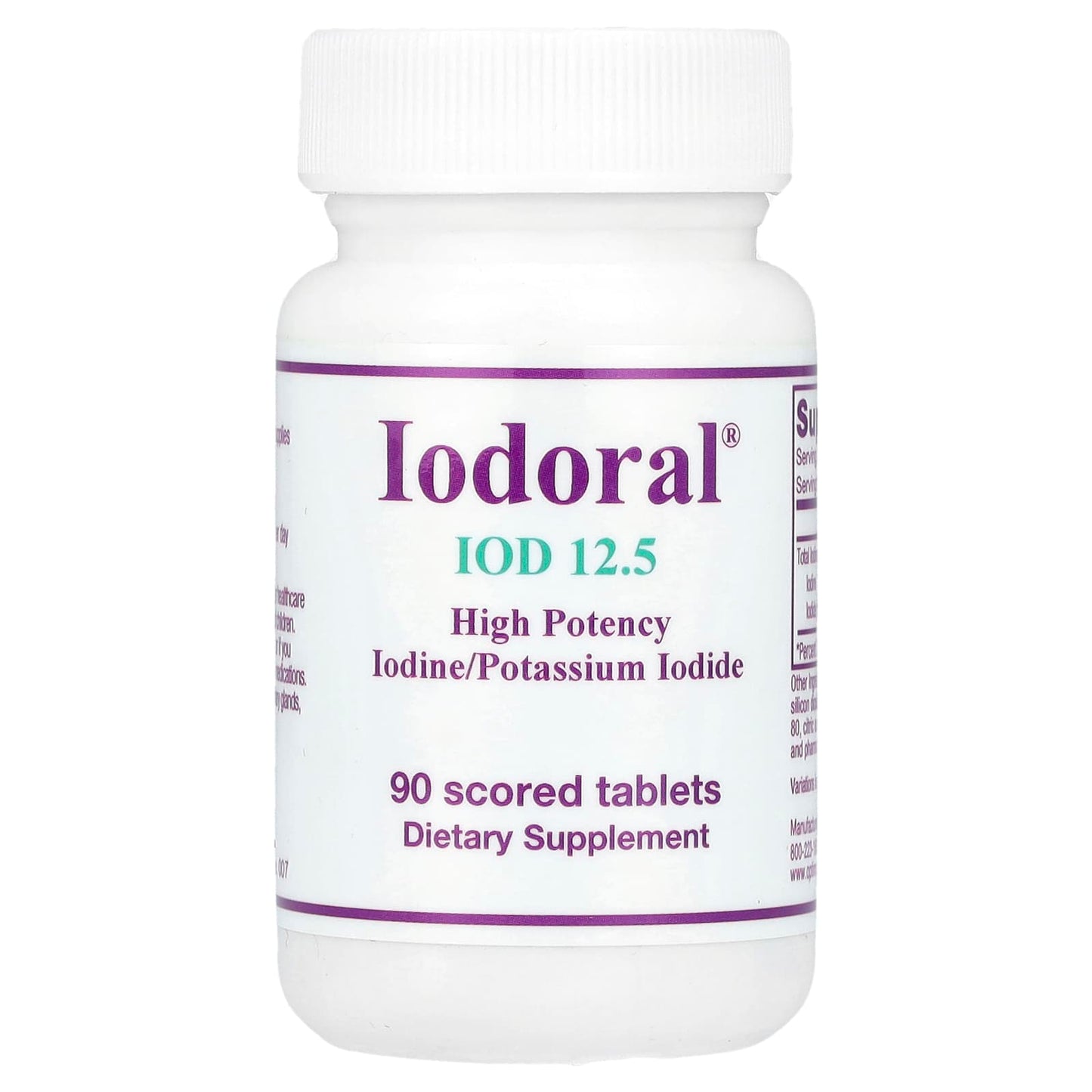 Optimox, Iodoral, Iodine/Potassium Iodide, 90 Scored Tablets - Image 1