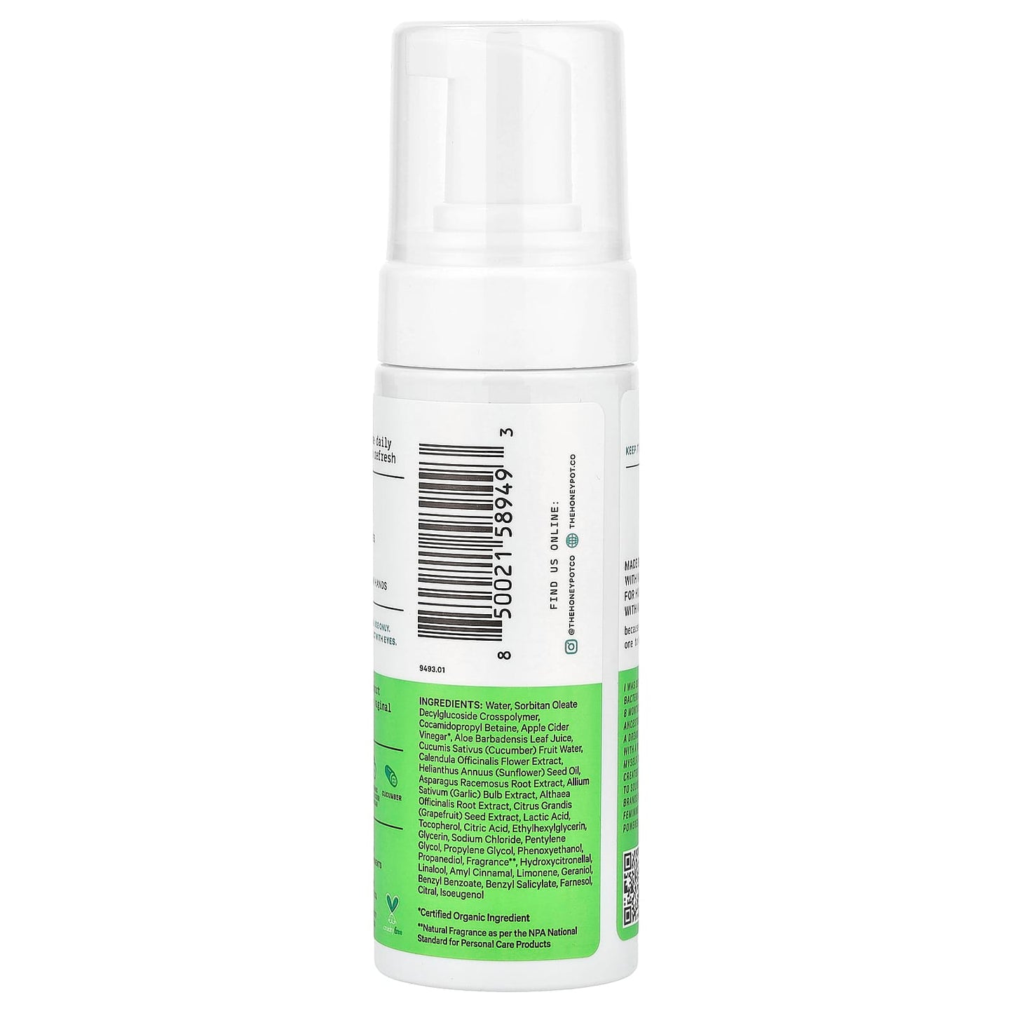 The Honey Pot Company, Foaming Wash, Cucumber Aloe, 5.51 fl oz (163 ml) - Image 2