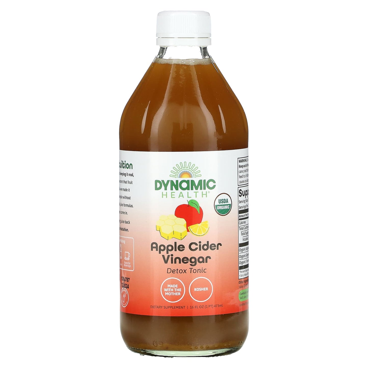 Organic Apple Cider Vinegar Detox Tonic - 16 fl oz | USDA & Kosher - Image 1