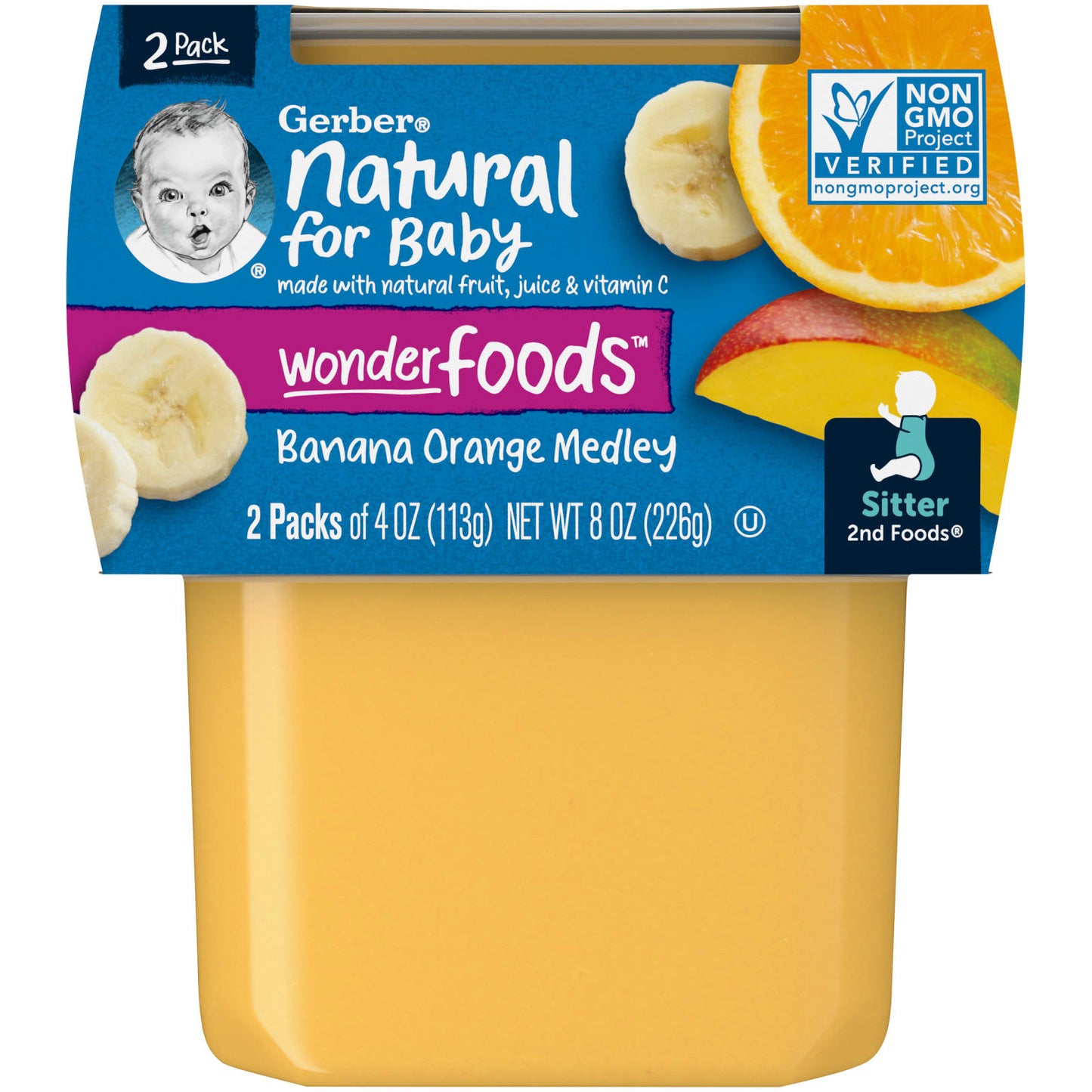 Gerber Natural 2nd Foods Banana Orange Medley Baby Food 2 Pack - Image 1