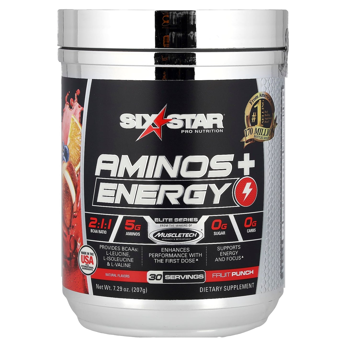 SIXSTAR, Elite Series, Aminos + Energy, Fruit Punch, 7.29 oz (207 g) - Image 1