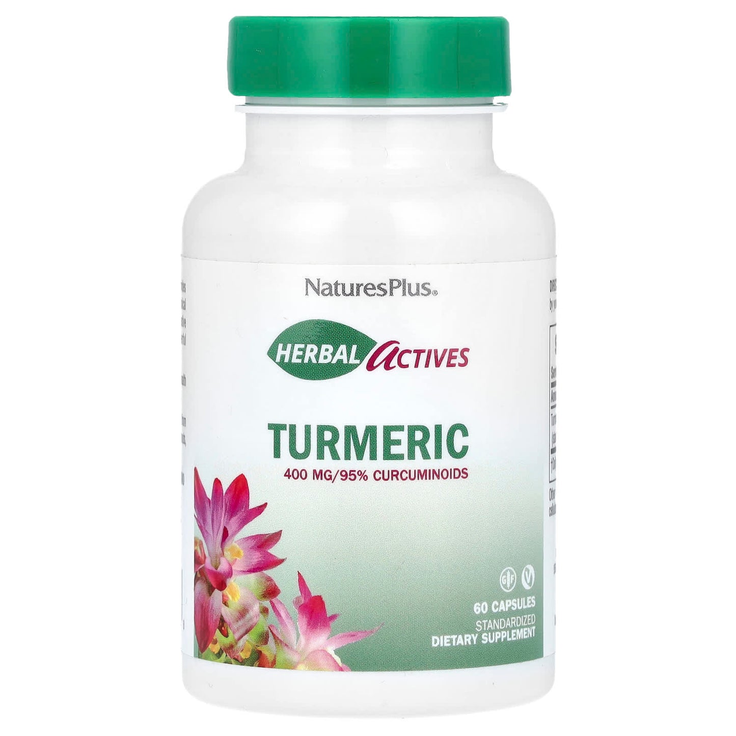 NaturesPlus, Herbal Actives, Turmeric, 400 mg, 60 Capsules - Image 1