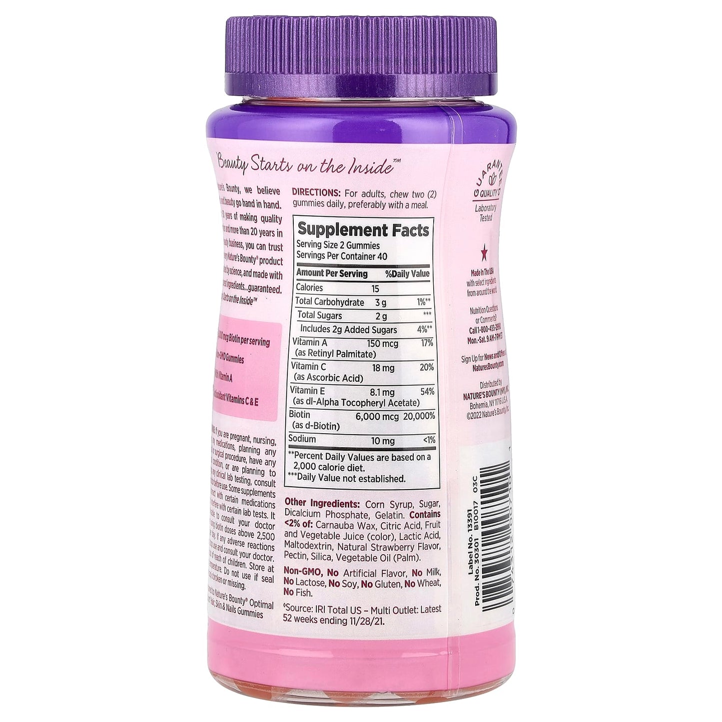 Nature's Bounty, Advanced Hair, Skin, & Nails Gummies, Strawberry, 80 Gummies - Image 2