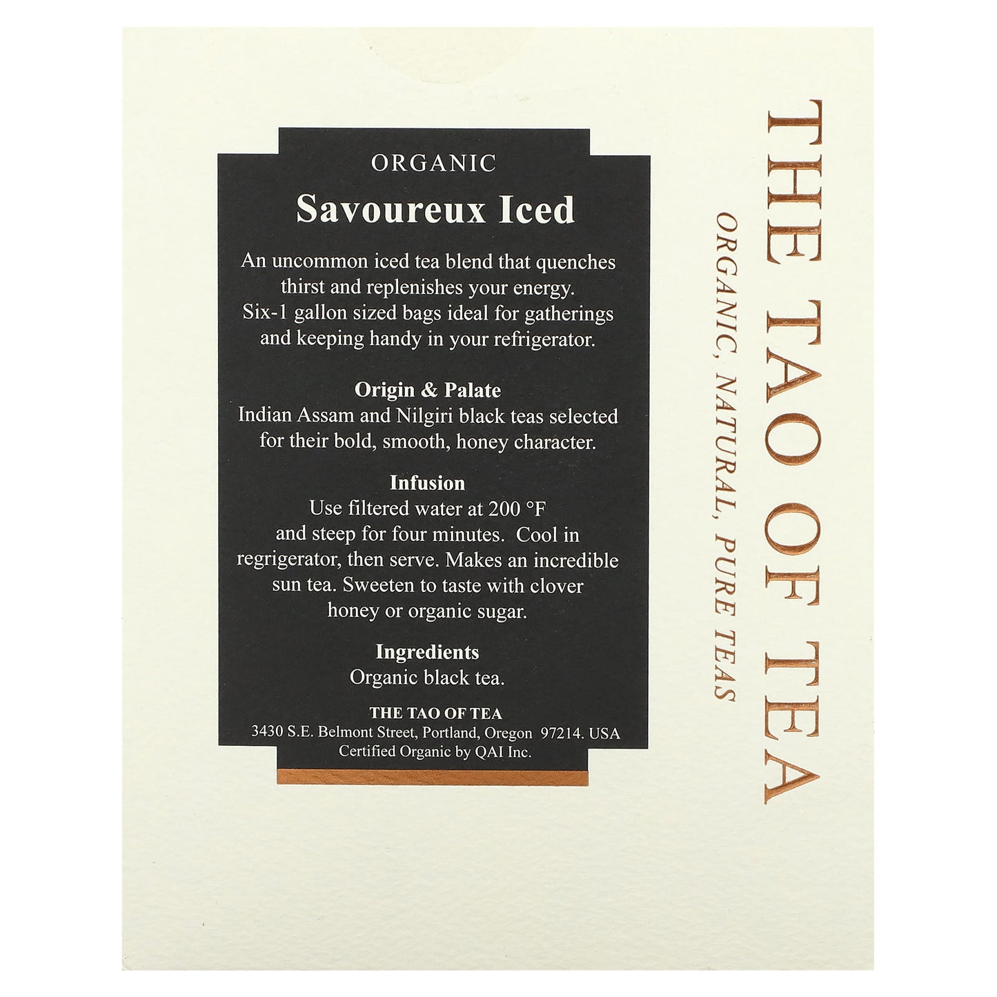 The Tao of Tea, Organic Black Tea, Savoureux Iced , 6 -1 Gallon Sized Sachets, 3.0 oz (85 g) - Image 2