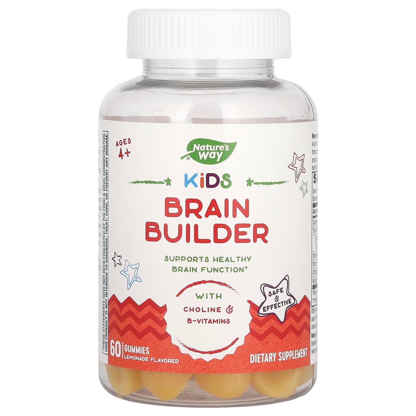 Nature's Way, Kids Brain Builder Gummies, Ages 4+, Lemonade, 60 Gummies - Image 1