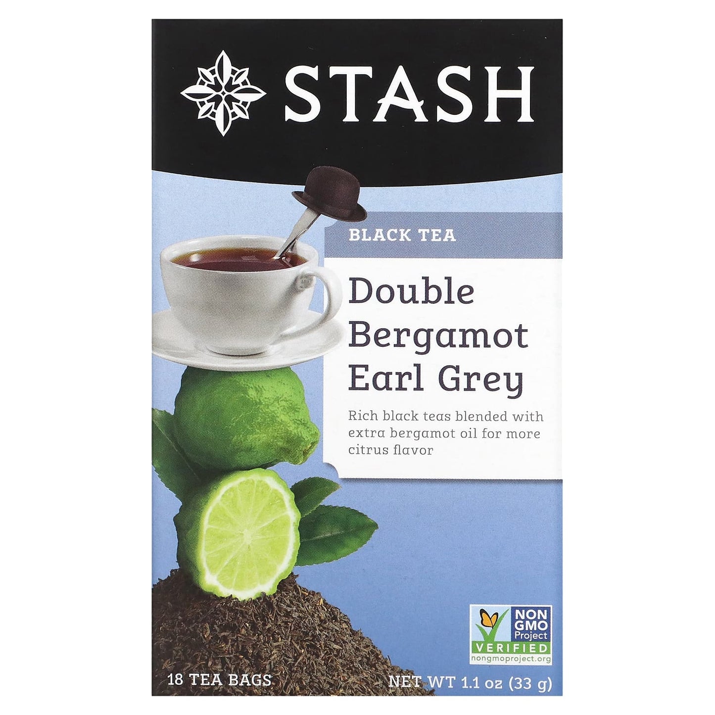 Stash Tea, Black Tea, Double Bergamot Earl Grey, 18 Tea Bags, 1.1 oz (33 g) - Image 1