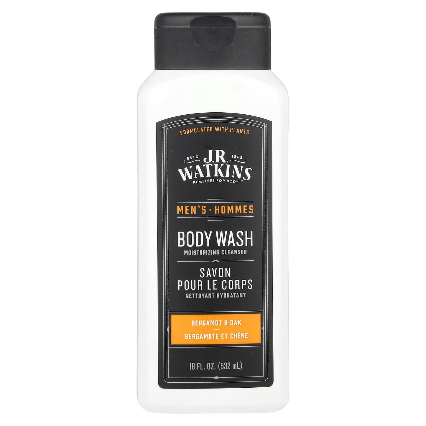 Bergamot & Oak Men's Body Wash by J R Watkins, 18 fl oz, Cruelty-Free - Image 1
