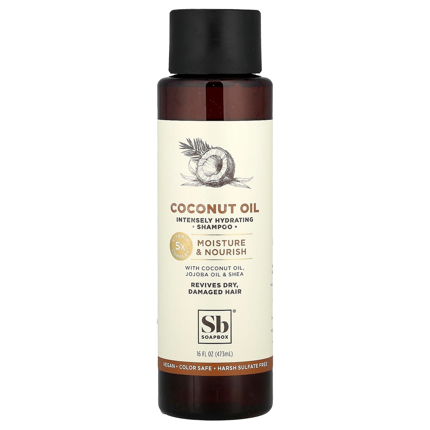Soapbox, Coconut Oil Shampoo, Moisture & Nourish, Dry, Damaged Hair, 16 fl oz (473 ml) - Image 1