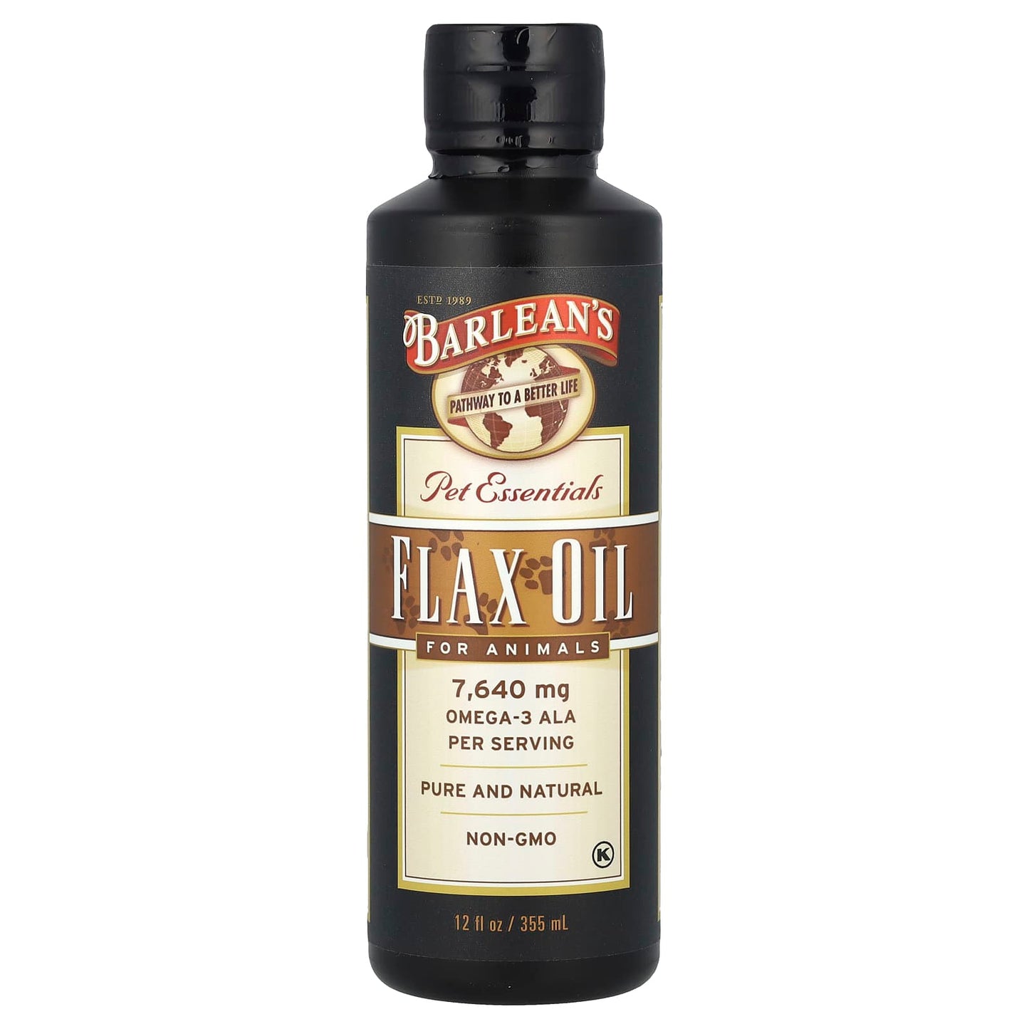 Barleans Flax Oil for Pets - 12 fl oz, Omega-3 Supplement for Animals - Image 1