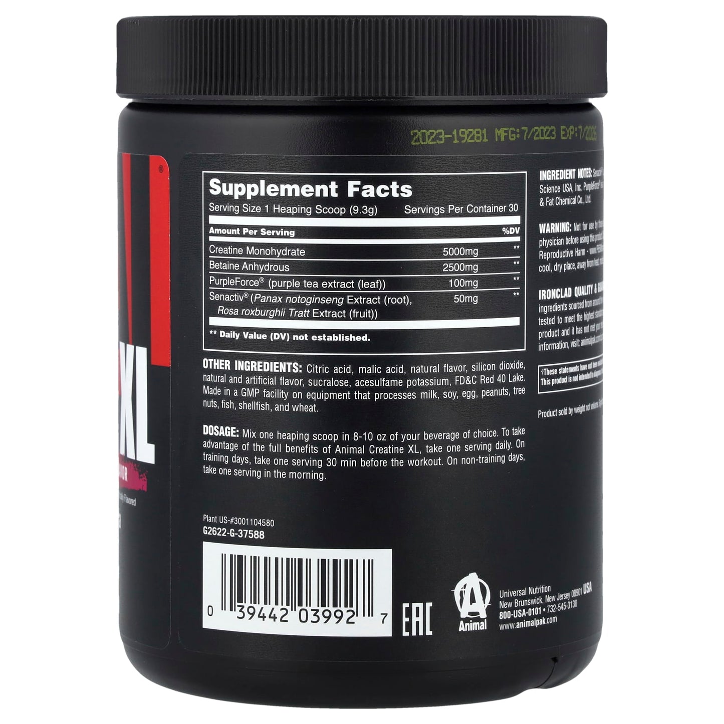 Animal, Creatine XL Powder, Watermelon, 9.84 oz (279 g)