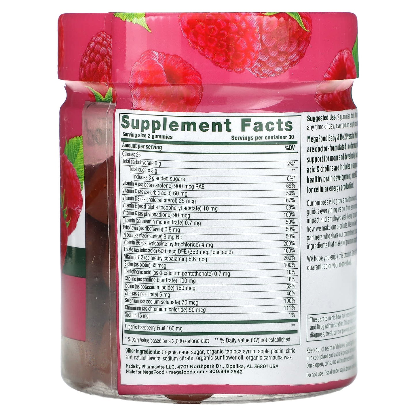 MegaFood, Baby & Me 2, Prenatal Multi, Red Raspberry, 60 Gummies - Image 2