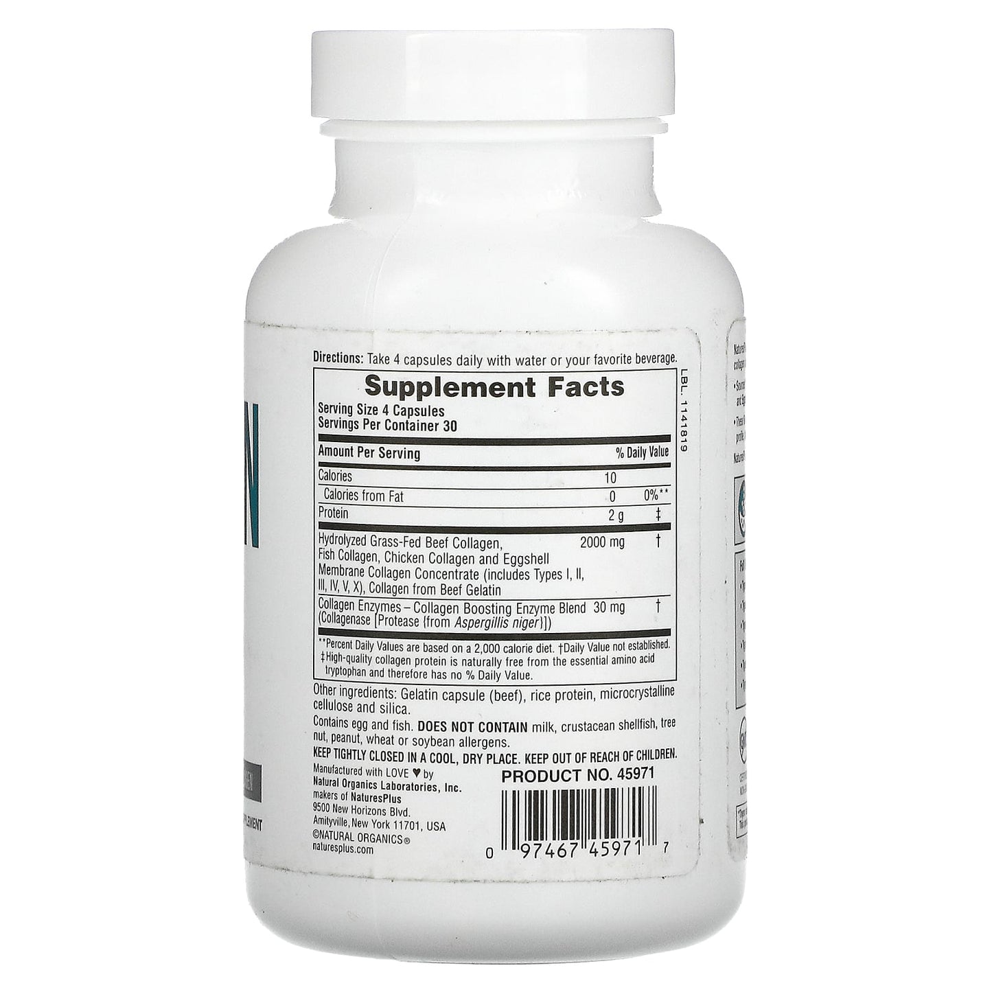 NaturesPlus, Collagen Peptides, 120 Capsules