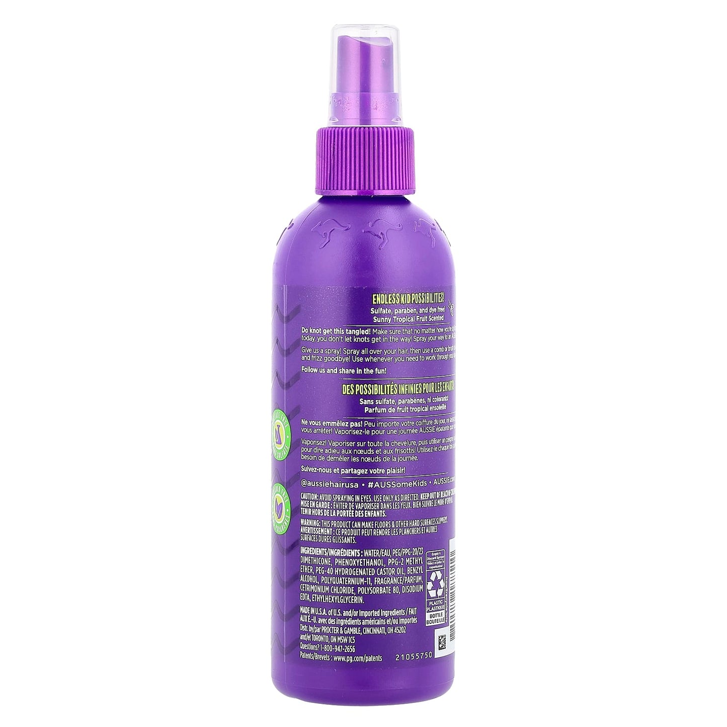 Aussie Moist Detangler Spray for Kids, Sulfate-Free, 8 fl oz - Image 2