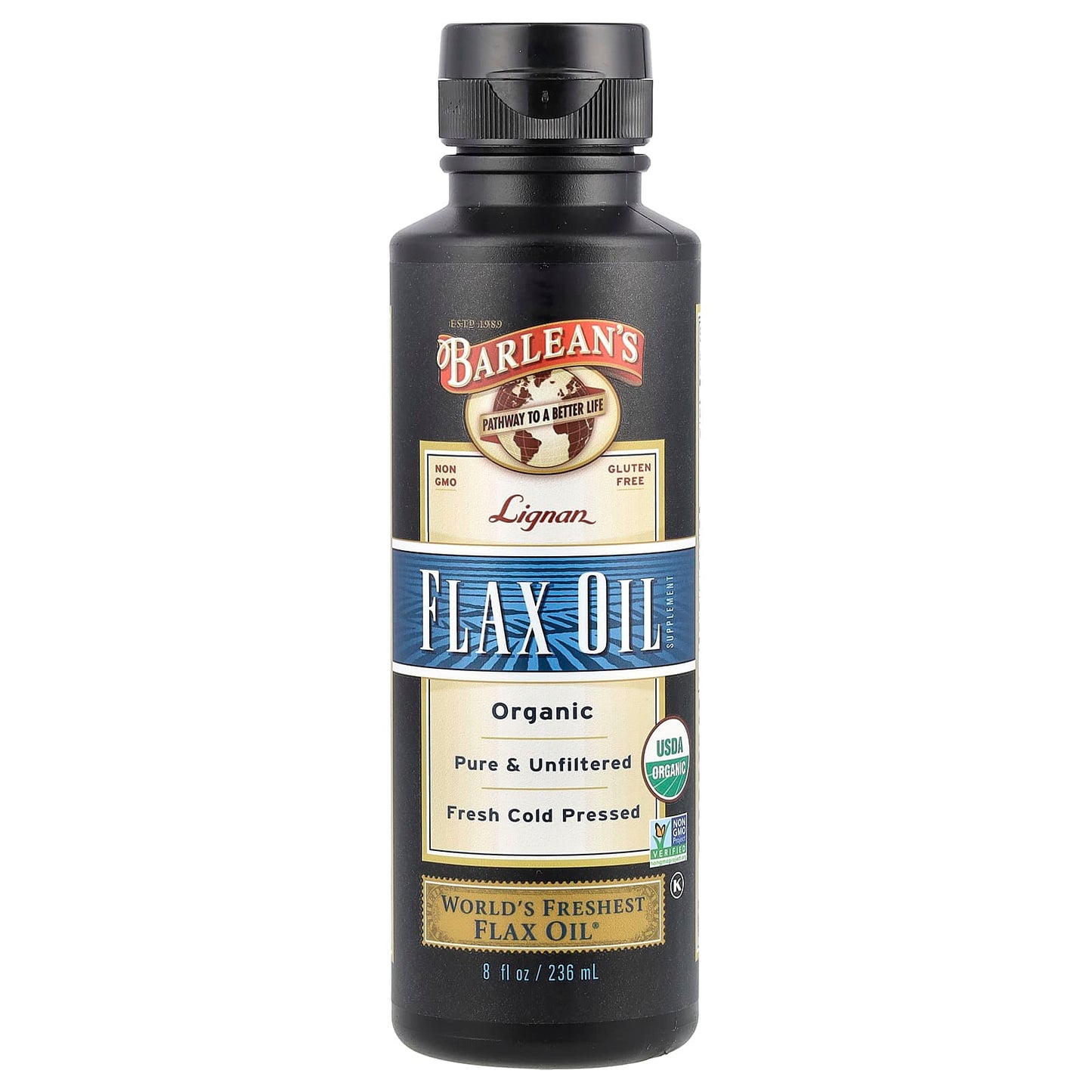 Barlean's Organic Lignan Flax Oil Supplement 8oz (236ml) - Image 1