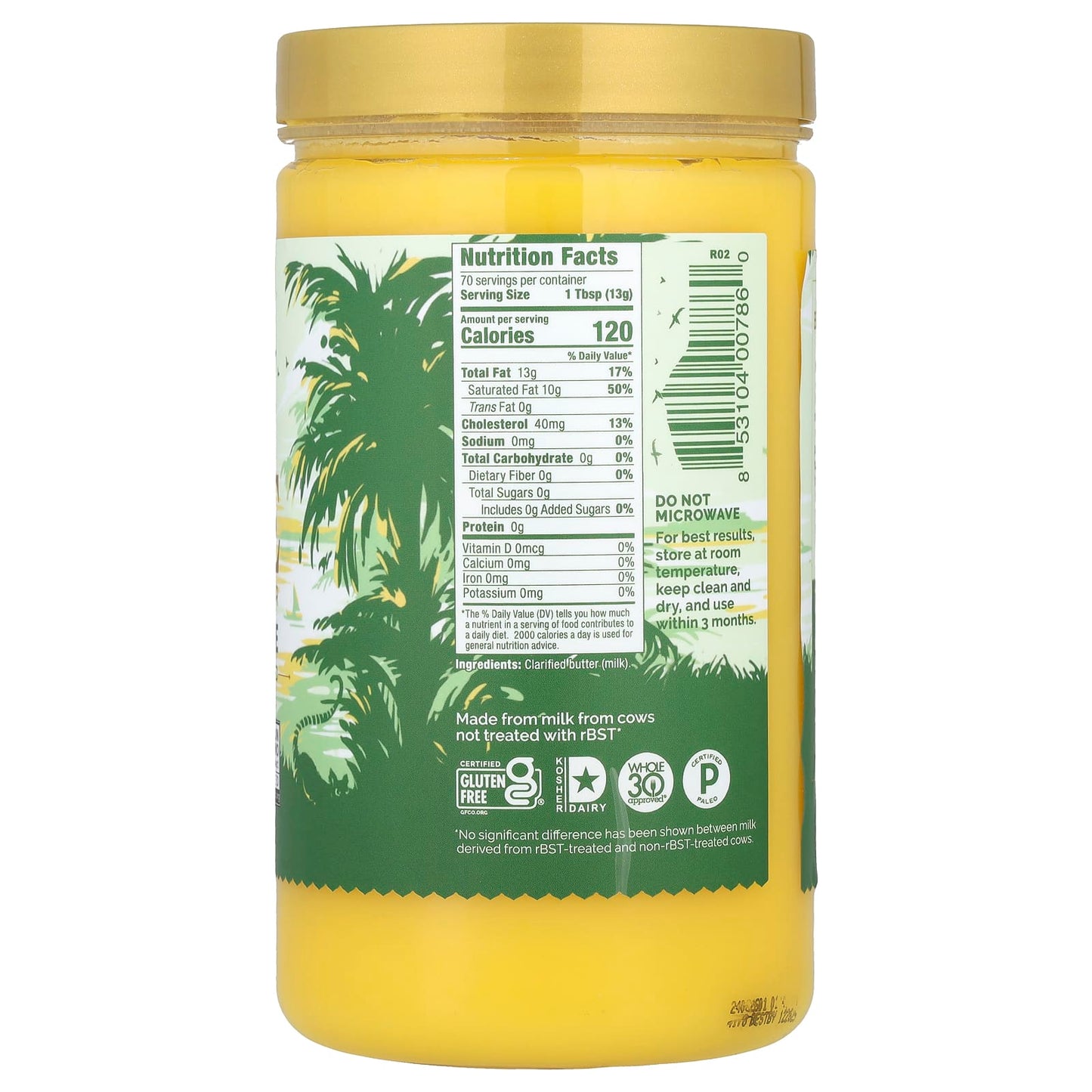 Grass-Fed Ghee Clarified Butter for Keto Diet - 32 oz (907g) - Image 2
