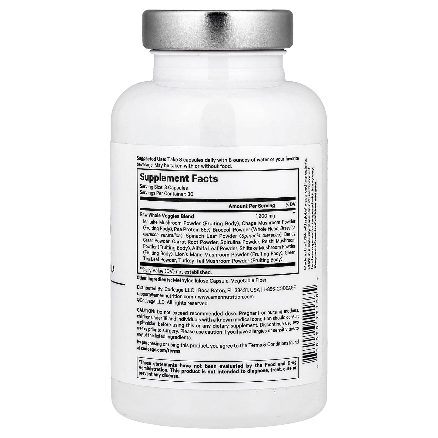 CodeAge Amen Veggies, 90 Capsules for Daily Greens - Image 2