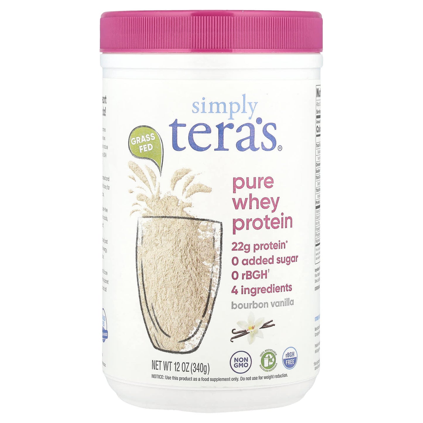 Simply Tera's, Pure Whey Protein, Bourbon Vanilla, 12 oz (340 g) - Image 1