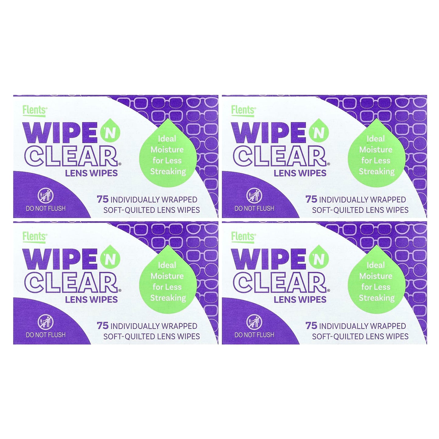 Flents Wipe 'n Clear Lens Wipes - 75 Individually Wrapped Soft-Quilted Lens Wipes - Image 1