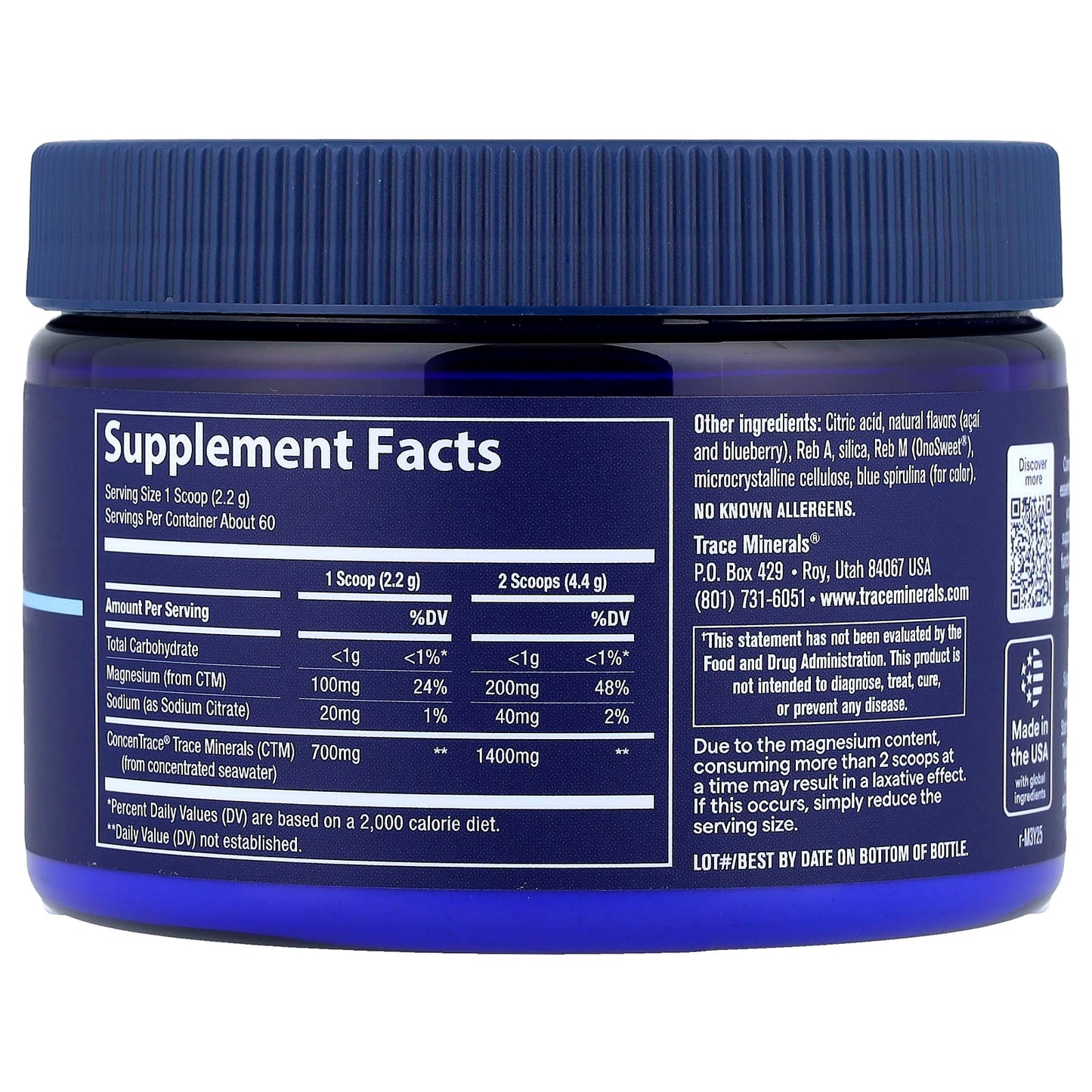 ConcenTrace®, Daily Mineral Powder, Natural Blue Acai, 4.65 oz (132 g) - Image 2