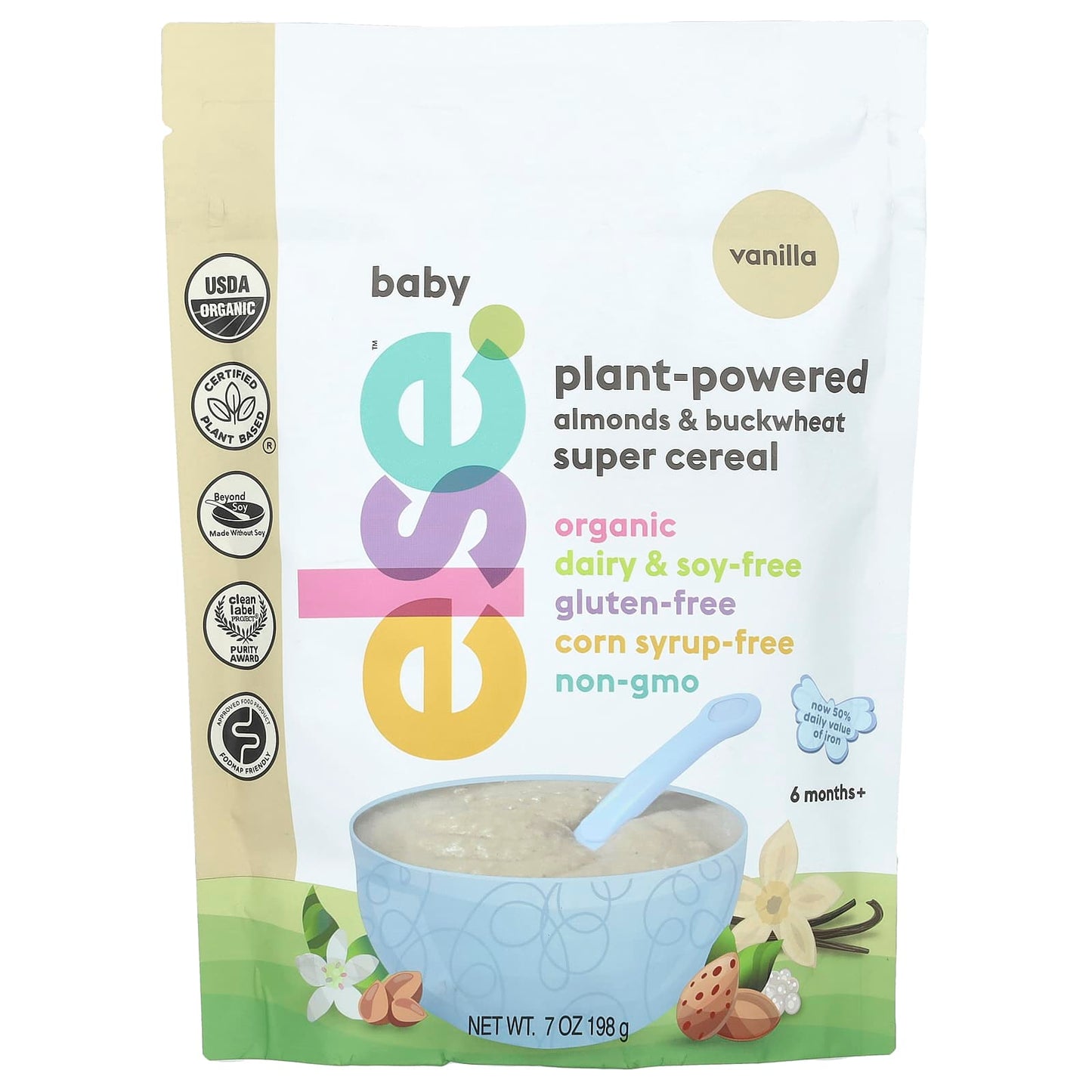 Else Plant-Powered Baby Cereal, USDA Organic, Vanilla, 7 oz - Image 1