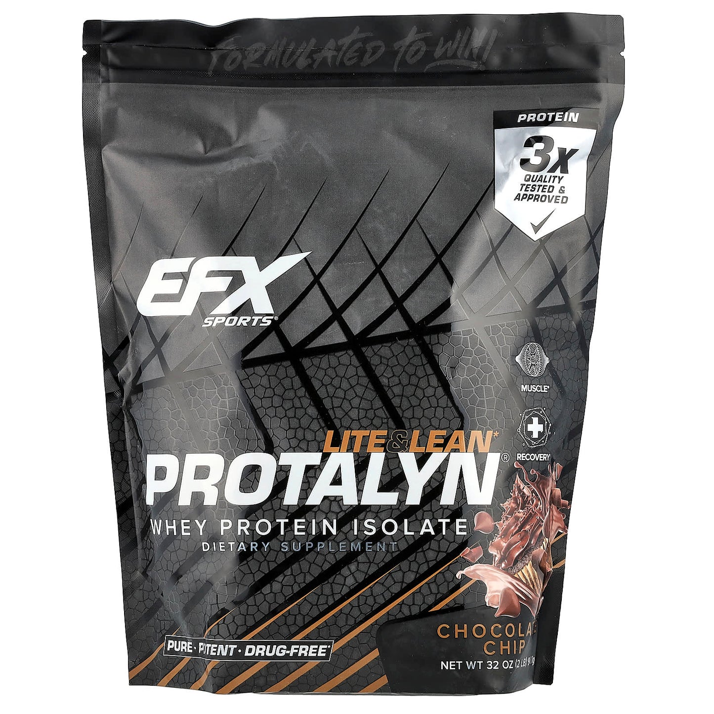 EFX Sports Protalyn Whey Protein Isolate, Chocolate Chip, 2 lb - Lean Muscle Recovery - Image 1