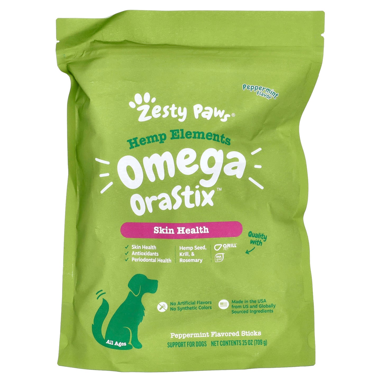 Zesty Paws, Hemp Elements, Omega Orastix, For Dogs, All Ages, Peppermint , 25 oz (709 g)