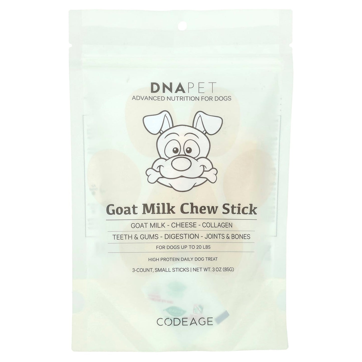 Codeage, DNA Pet, Goat Milk Chew Stick, For Dogs, Small, 3 Count, 3 oz (85 g)