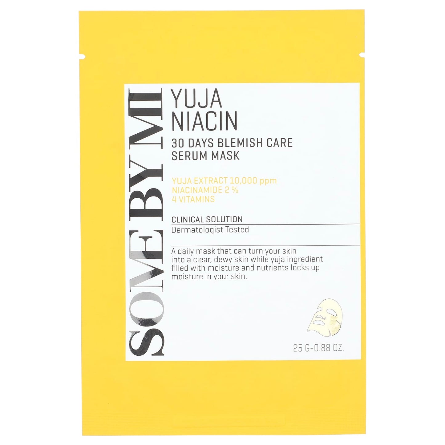 SOME BY MI, Yuja Niacin, 30 Day Blemish Care Serum Beauty Mask , 1 Sheet Mask, 0.88 oz (25 g) - Image 1