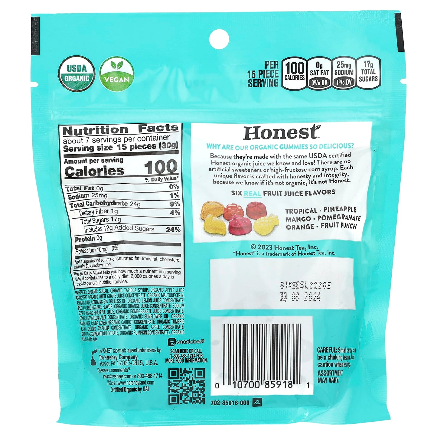 Delicious USDA Organic Gummies, Tropical Medley, 7 oz - Image 2