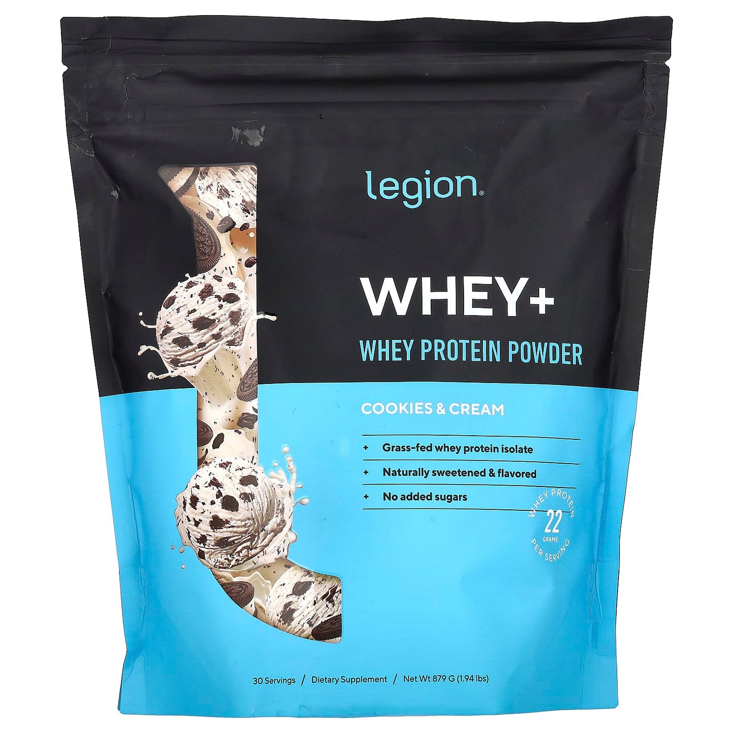 Legion Athletics, Whey+, Whey Protein Powder, Cookies & Cream, 1.94 lbs (879 g) - Image 1