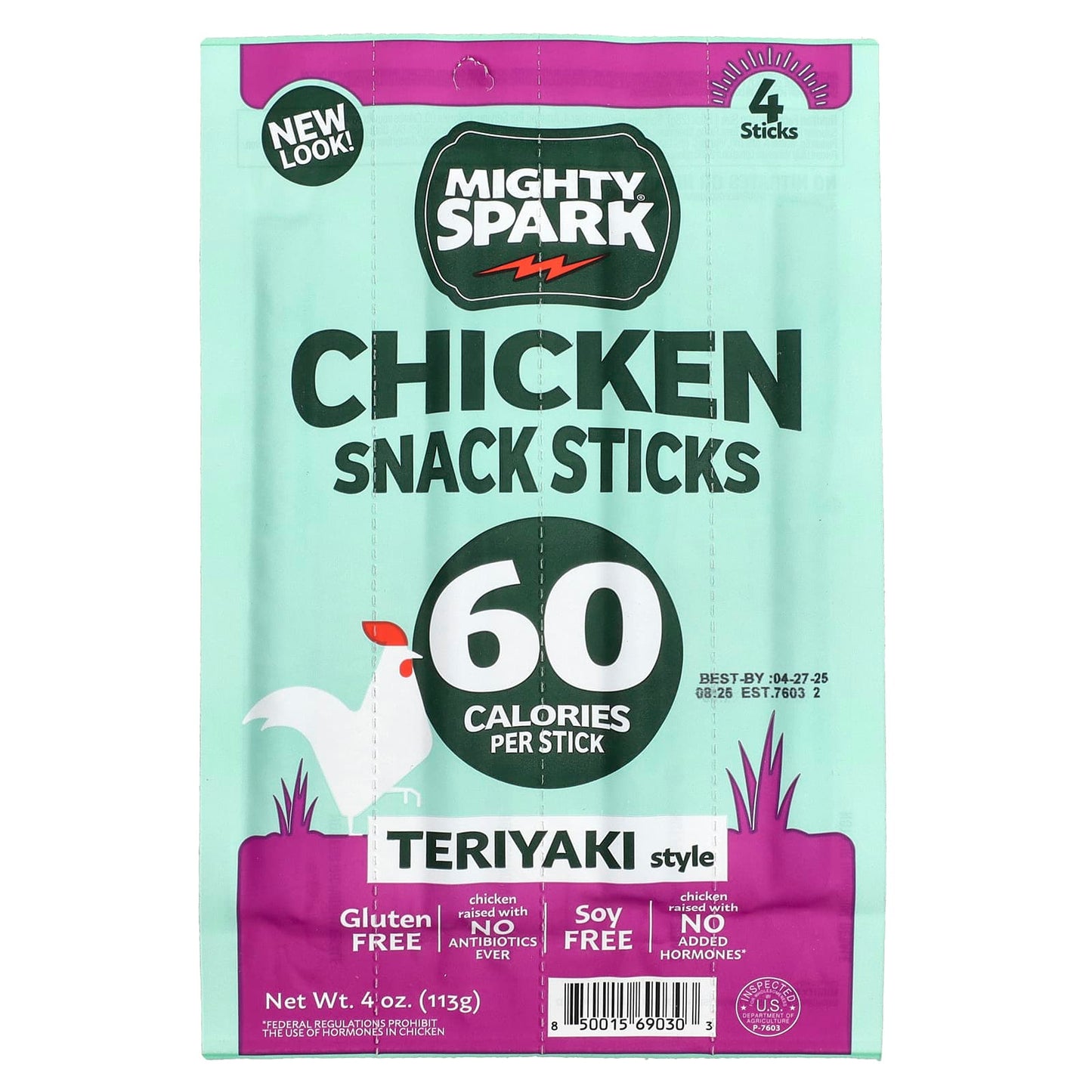 Mighty Spark, Chicken Snack Sticks, Teriyaki Style, 4 Sticks - Image 1