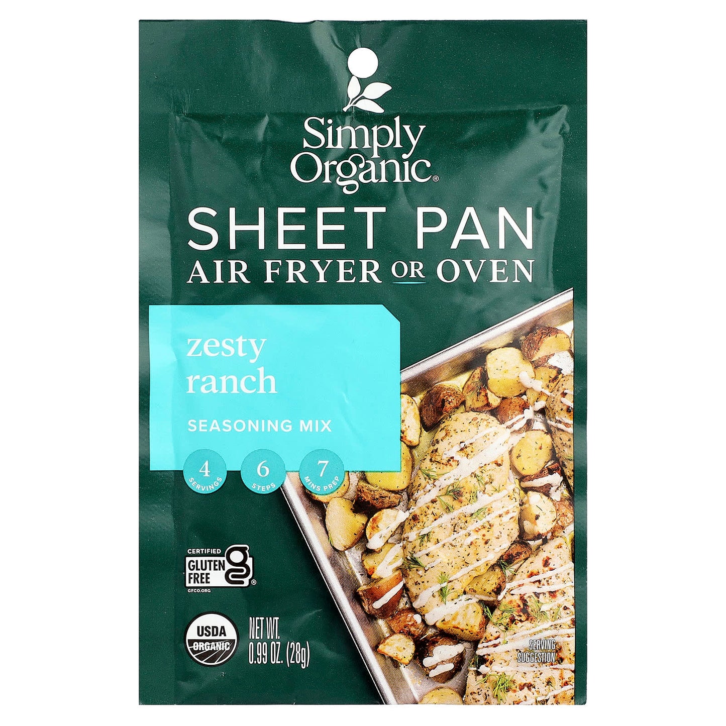 Simply Organic, Sheet Pan Seasoning Mix, Zesty Ranch, 0.99 oz (28 g) - Image 1