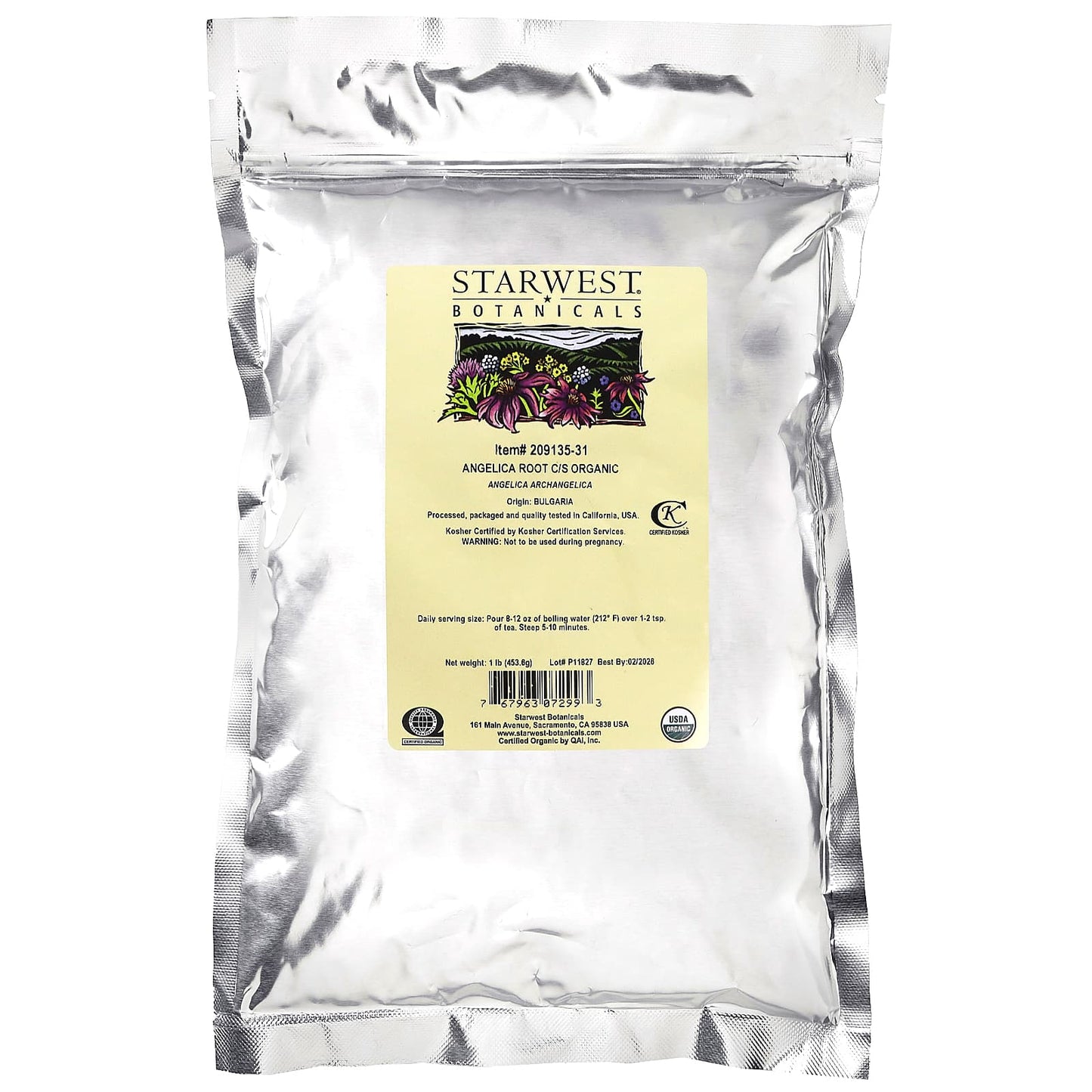 Starwest Botanicals, Organic Angelica Root C/S, 1 lb (453.6 g) - Image 2