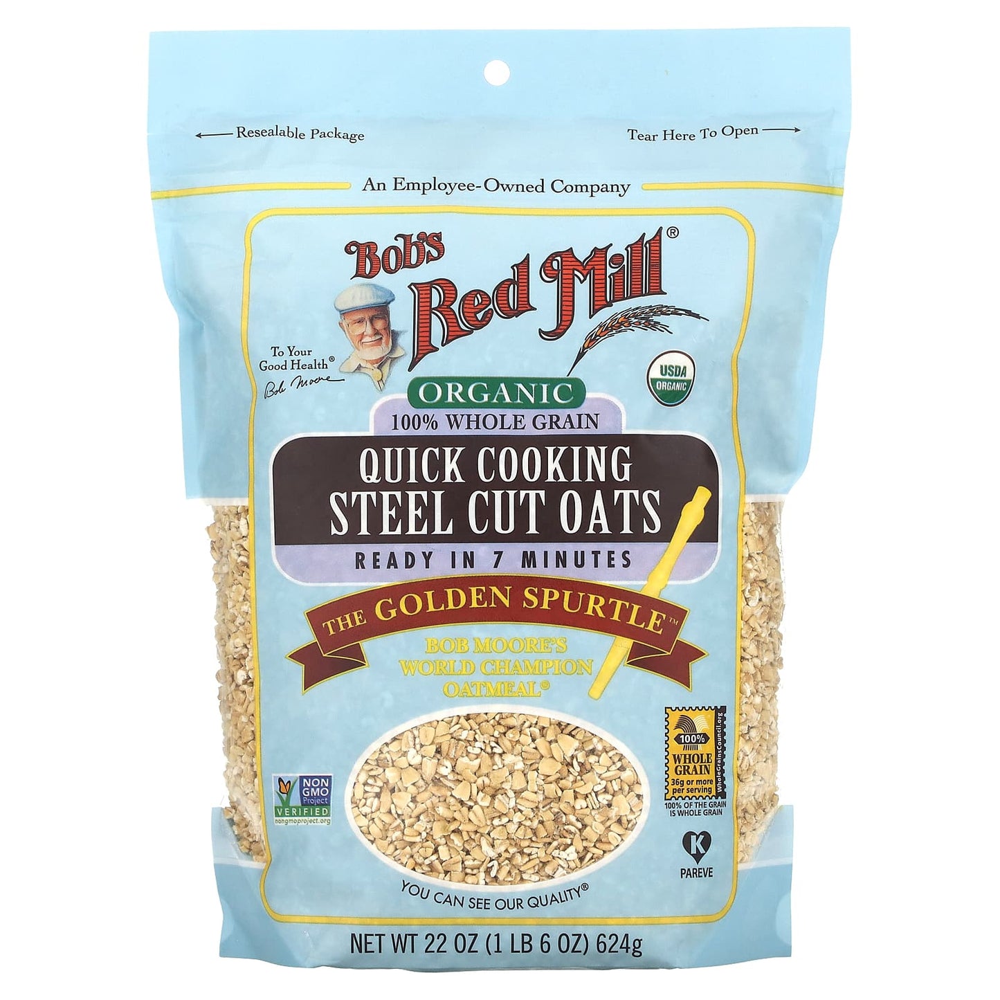 Organic Quick Cooking Steel Cut Oats by Bob's Red Mill, USDA Certified - Image 1
