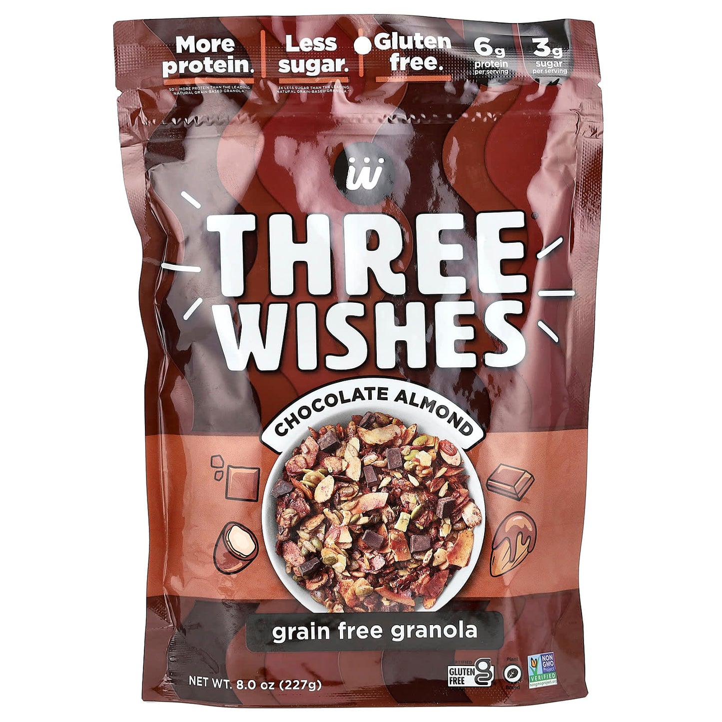 Three Wishes, Grain Free Granola, Chocolate Almond, 8 oz ( 227 g) - Image 1
