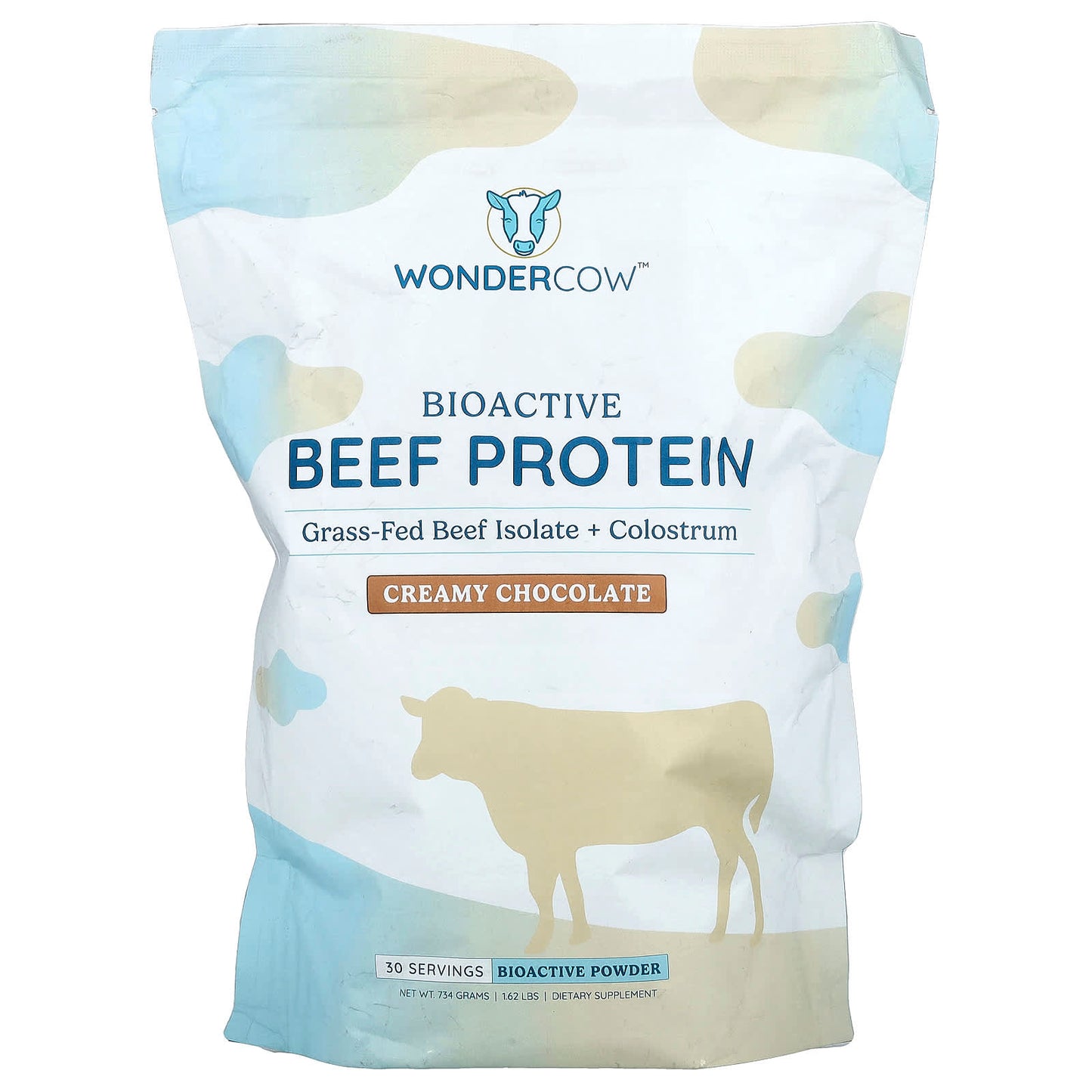 Wondercow, Bioactive Beef Protein, Creamy Chocolate, 1.62 lbs (734 g) - Image 1