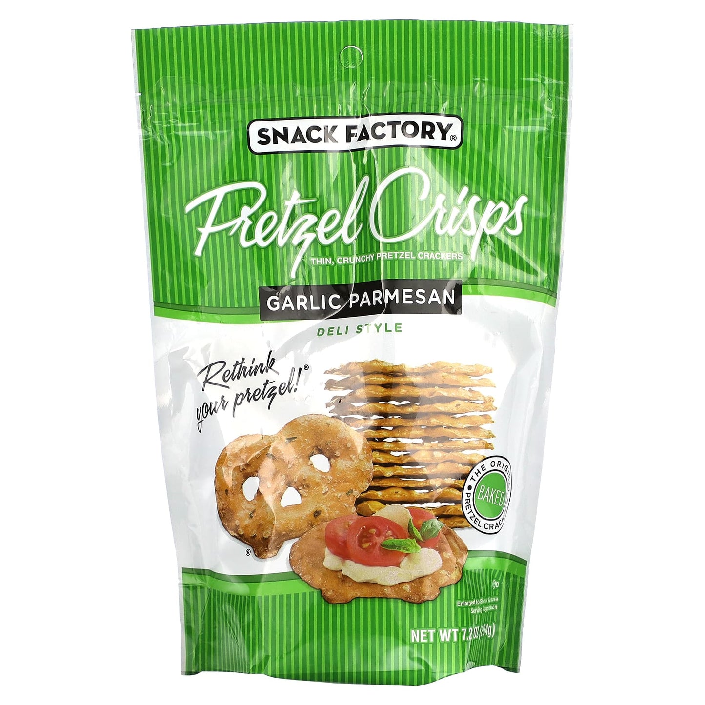 Snack Factory, Pretzel Crisps, Garlic Parmesan, Deli Style, 7.2 oz (204 g) - Image 1