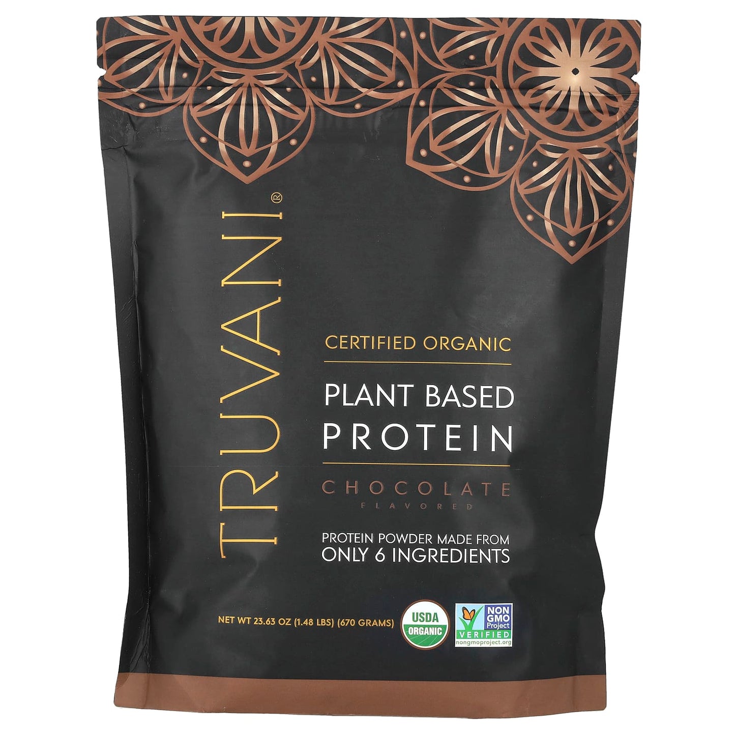 Truvani, Plant Based Protein, Chocolate, 1.48 lbs (670 g) - Image 1