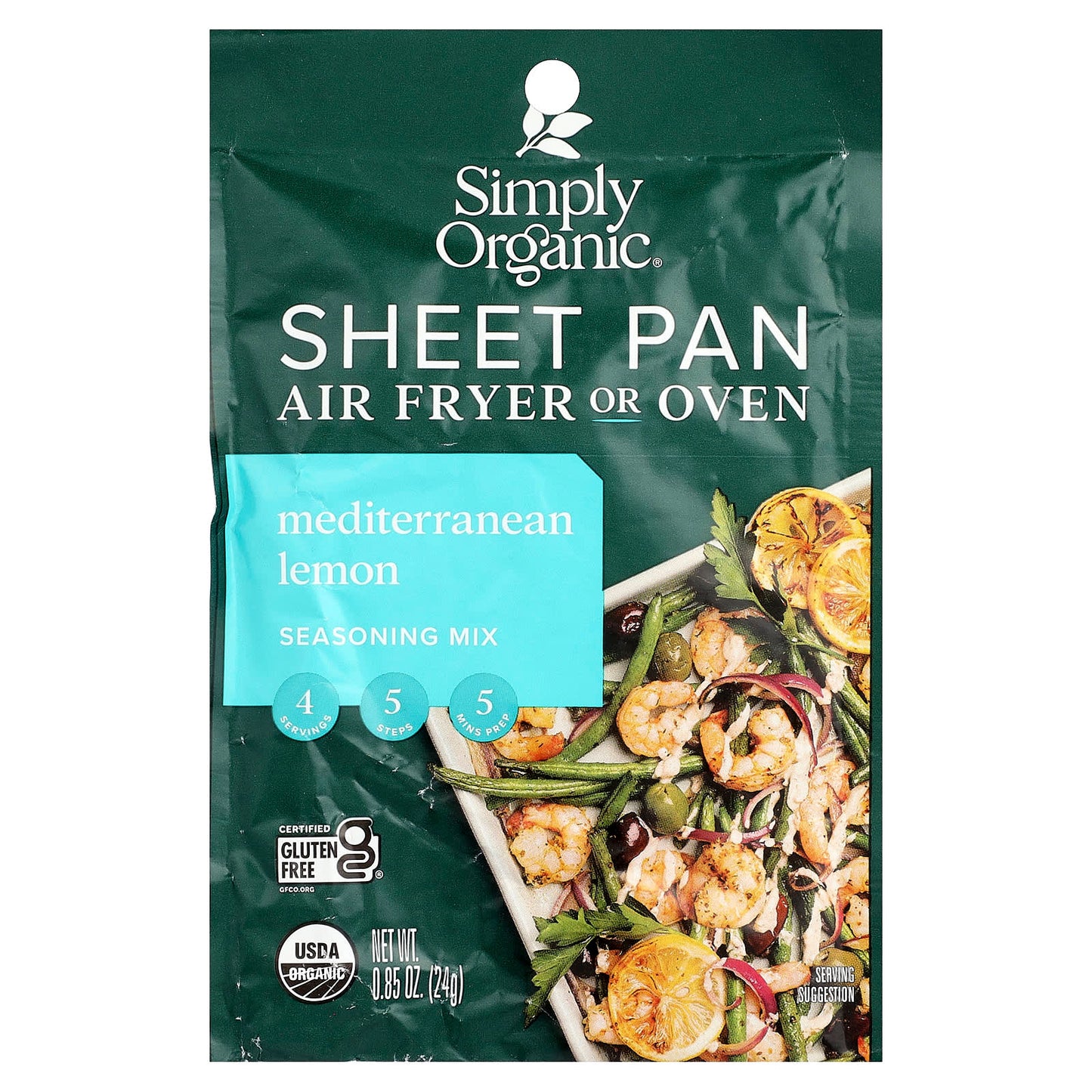 Simply Organic, Sheet Pan Seasoning Mix, Mediterranean Lemon, 0.85 oz (24 g) - Image 1