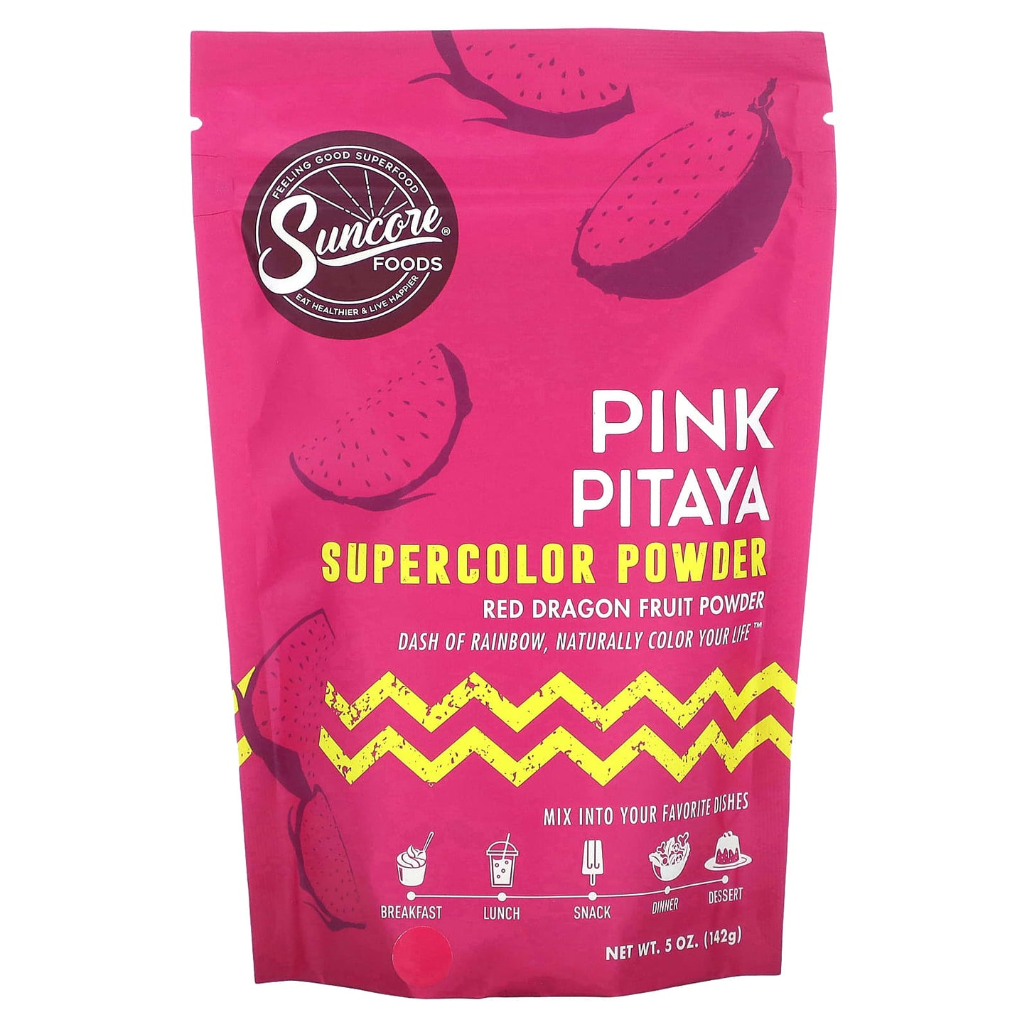 Suncore Foods, Pink Pitaya Supercolor Powder, Red Dragon Fruit, 5 oz (142 g) - Image 1