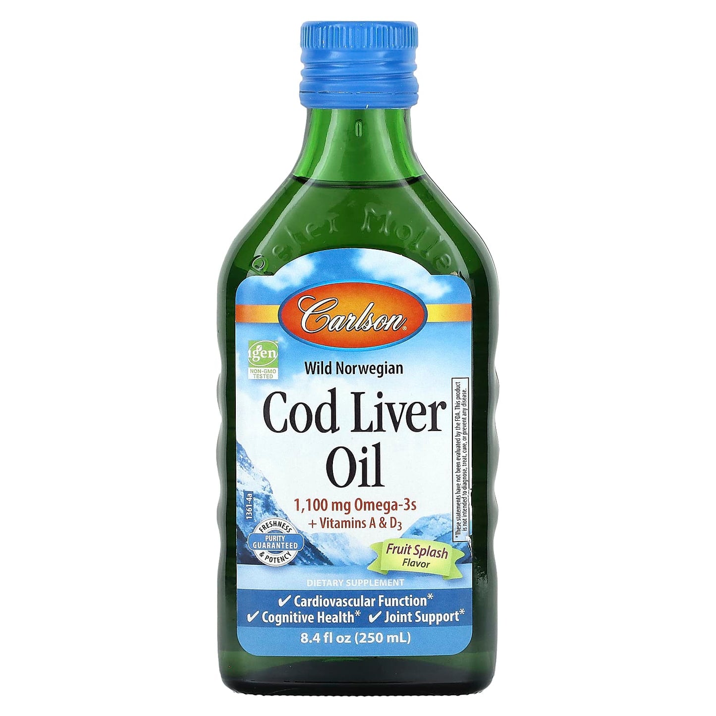 Carlson Wild Cod Liver Oil for Heart and Brain Health, 8.4 fl oz - Image 1