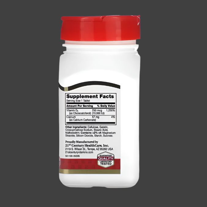 21st Century, Vitamin D3, 250 mcg (10,000 IU), 110 Tablets
