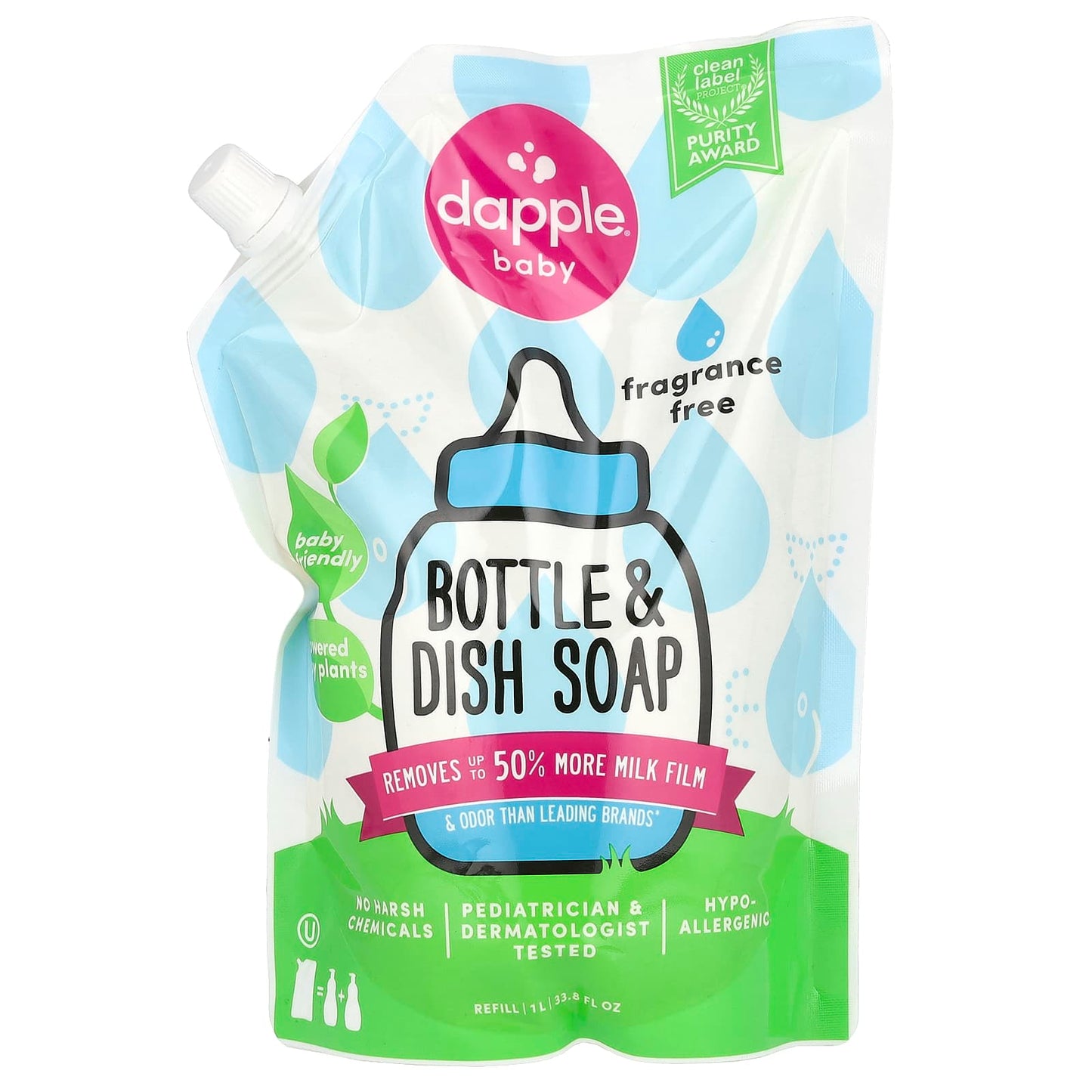 Fragrance-Free Baby & Dish Soap Refill by Dapple Baby - 33.8 fl oz (1 L) - Image 1