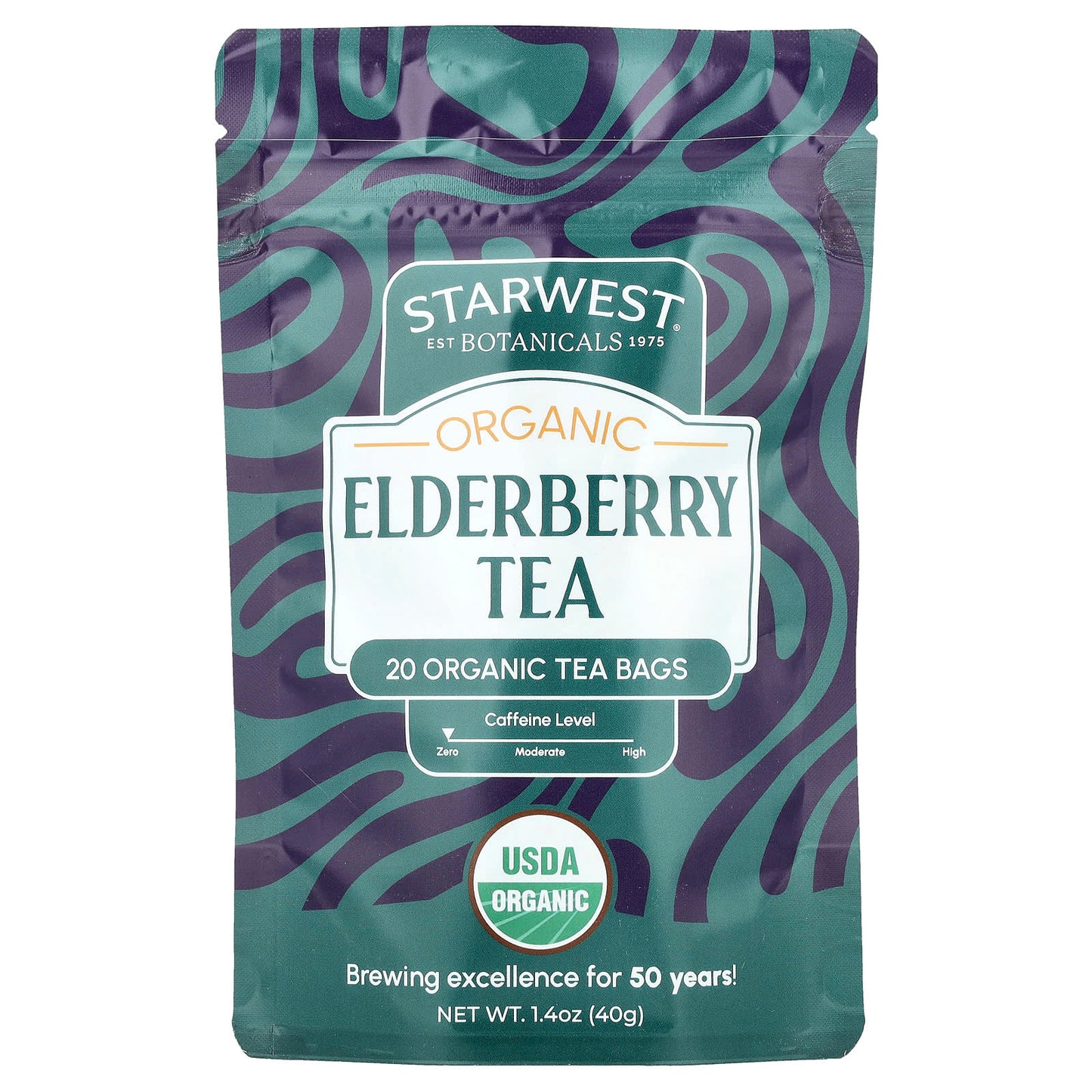 Starwest Botanicals, Organic Elderberry Tea, 20 Tea Bags, 1.4 oz (40 g) - Image 1