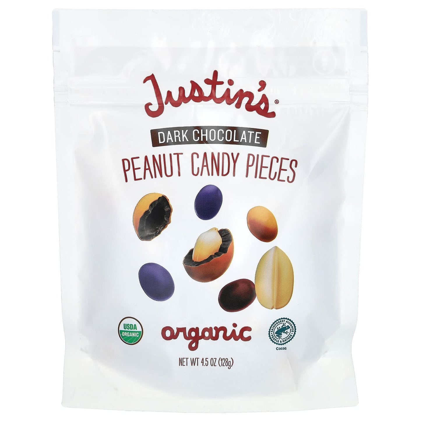 Dark Chocolate Peanut Candy Pieces by Justin's, Organic & Gluten-Free - Image 1