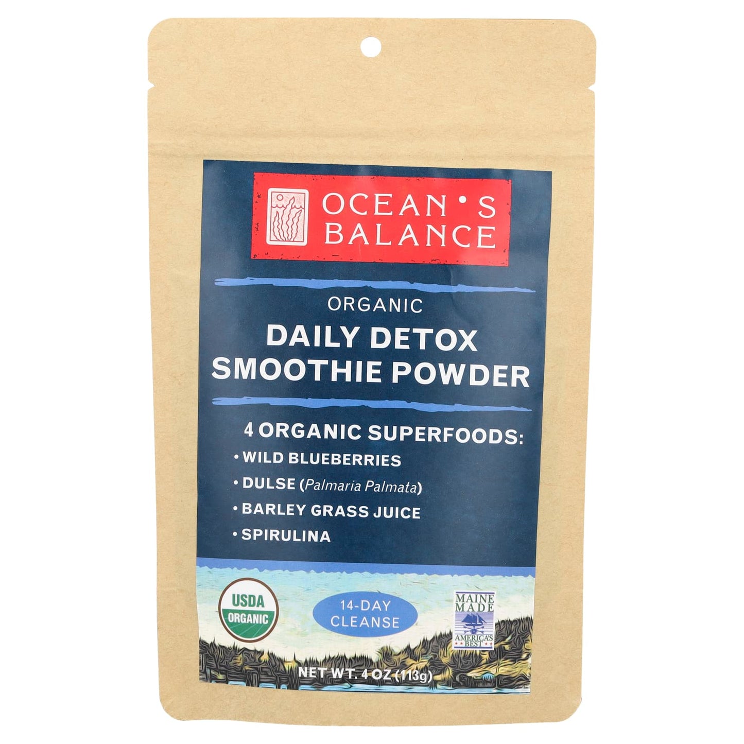Ocean's Balance, Organic Daily Detox Smoothie Powder, 4 oz (113 g) - Image 1
