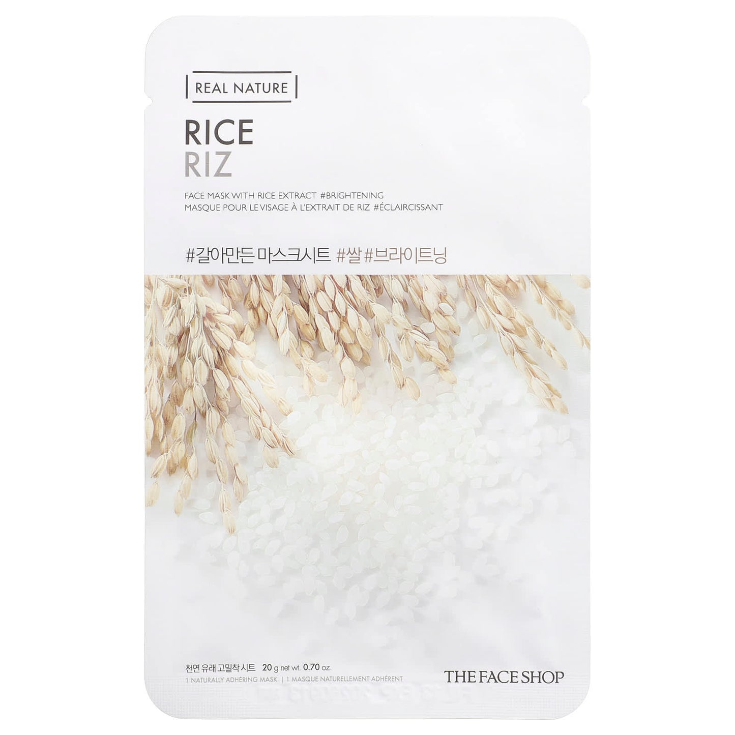 The Face Shop, Real Nature, Beauty Face Mask, Rice, 1 Sheet, 0.70 oz (20 g) - Image 1