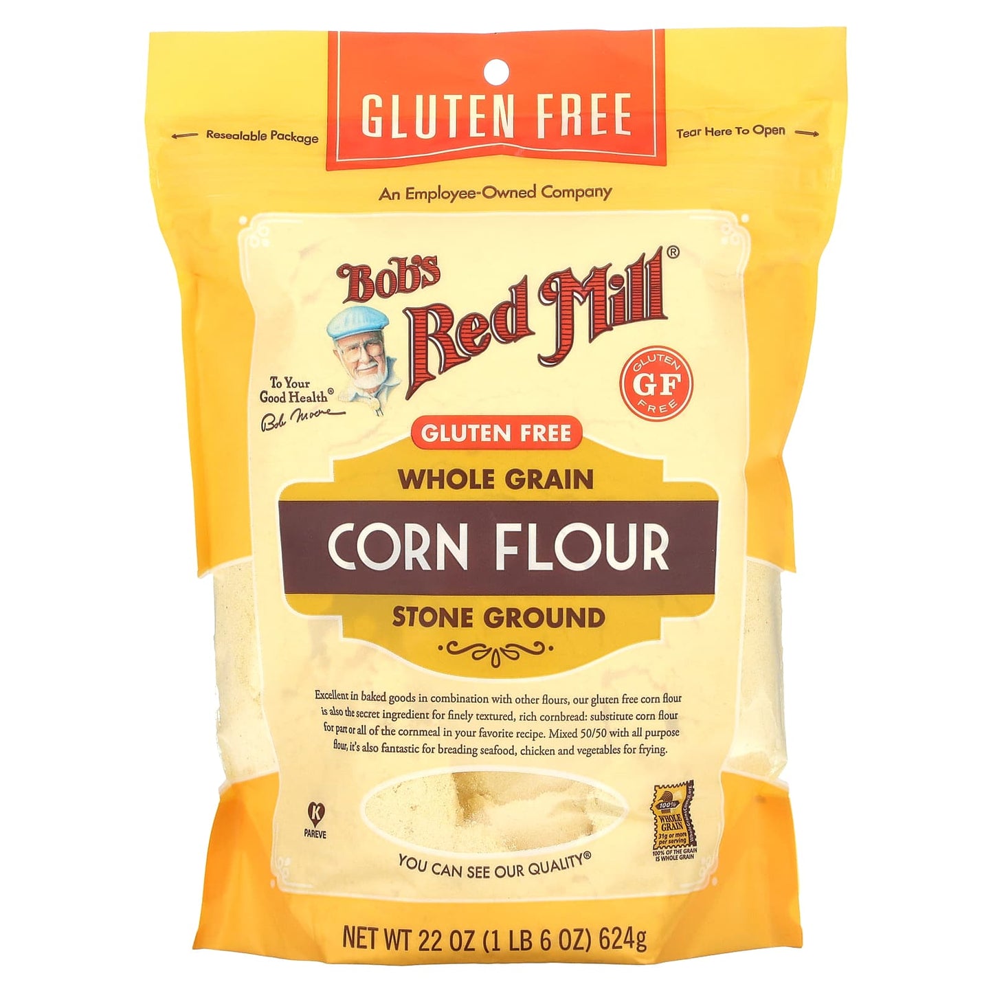 100% Whole Grain Corn Flour by Bob's Red Mill (1 lb 6 oz) - Image 1