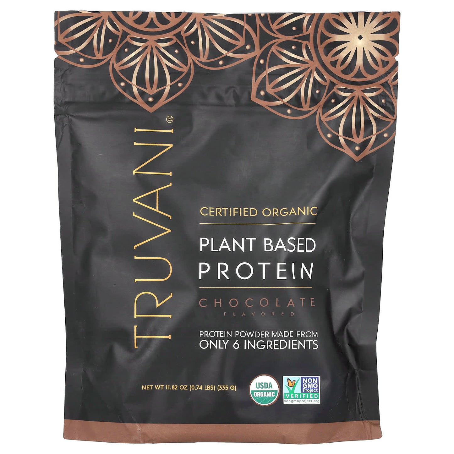 Truvani, Plant Based Protein, Chocolate, 0.74 lbs (335 g) - Image 1